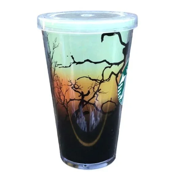 2022 Starbucks Halloween Raven's Perch Glow in the Dark Cold Cup Tumbler 24 oz - Picture 4 of 7